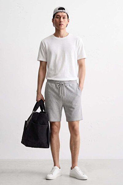 BARRELS AND OIL Men's tie waist shorts - gray melange