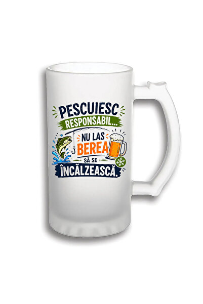 peGiftuiala Halbă Bere Personalizată 500 ml – Pescuiesc Responsabil