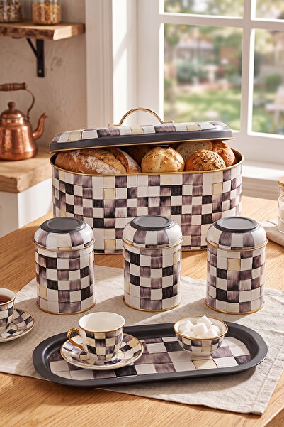 EVLE 5 Piece Metal Kitchen Set Bread Box, Baton Tray and 3-Piece Storage Box ...