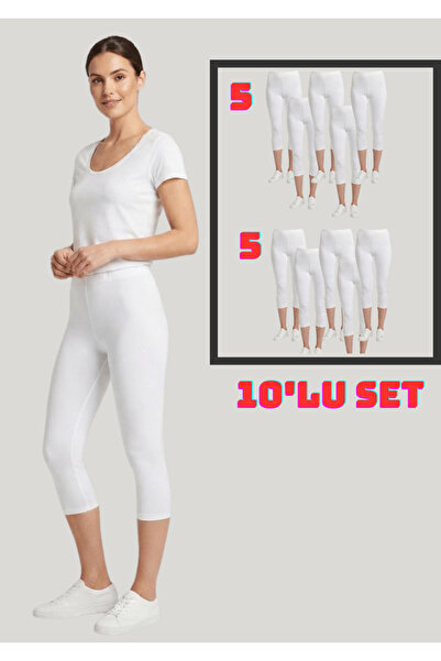 NACAR STORE Women's Set of 10 Elastane Lycra Combed Cotton Below Knee Capri T...