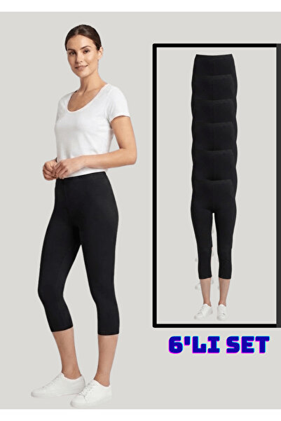 NACAR STORE Set de 6 colanți capri din elastan Lycra, din bumbac pieptănat, p...