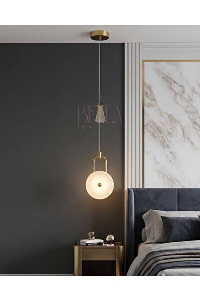bella lighting Luxury Mermer Tekli Sarkıt Avize 3 Renk LED Sarı Altın Gövde S...
