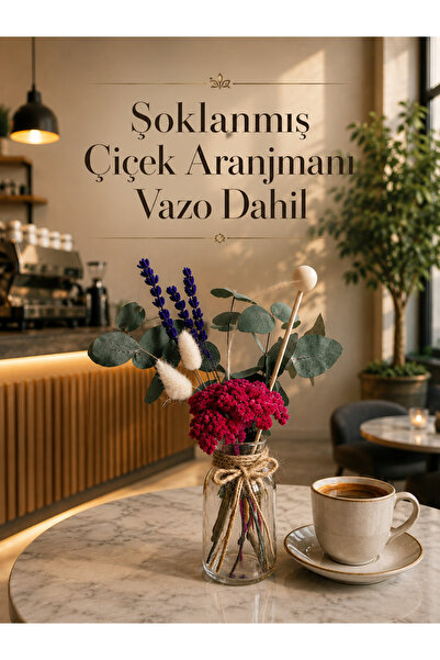 NC DESIGN CONCEPT Kahve Yanı Sunumluk Mini Vazo – Şoklanmış Çiçek Aranjmanı V...
