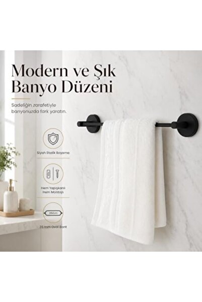 Yıldızan حامل المناشف الطويل باللون الأسود من Balance Life Lotus، حامل مناشف ...