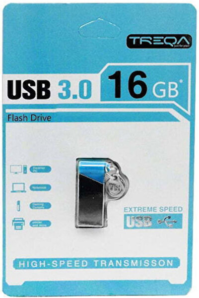Treqa 16GB USB 3.0 Στικάκι Μαύρο