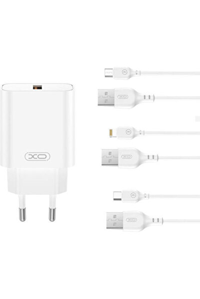 Xo Φορτιστής με θύρα USB-A και καλώδιο Lightning 18W Γρήγορη Φόρτιση 3.0 Λευκ...