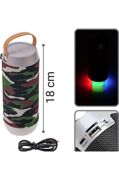 OEM Ηχείο Bluetooth LED 5W με Ραδιόφωνο Πράσινο Καμουφλάζ