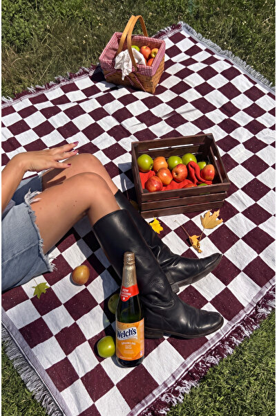 rellhome Dama Patterned Fringed Cotton Picnic Mat & Multi-Purpose Sofa/Bed Cover