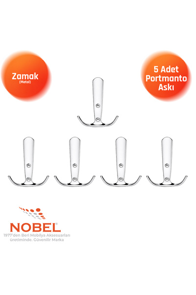 Nobel Focus Portmanto Askısı, Metal Vestiyer Askısı, Krom, Duvar ve Dolap Ask...