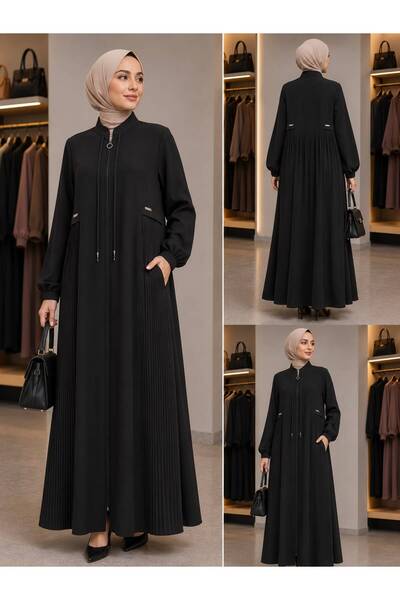 PAYİNİ 2169 Detailed Zippered Ferace, Stylish Collar, Long Sleeves, Seasonal ...