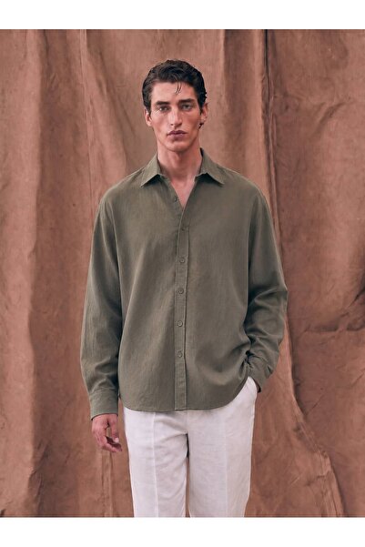 Atelier Old Money Tensel Kumaş Yeşil Gömlek SS7293
