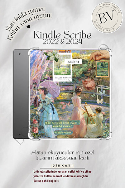 BookTok Vibes Co. Monet Kolaj Artsy Temalı Insert - Kindle ve Kobo E-Kitap Ok...