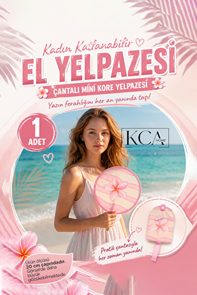 KCA HOME Kadın Katlanabilir El Yelpazesi, Çantalı Mini Kore Yelpazesi, Yuvarl...