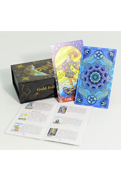 Galaksi Dükkanı Gold Foil Blue Rider Tarot Destesi /Yüksek Kalite, Mıknatıslı...