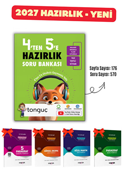 Tonguç Yayınları 5. SINIFA GEÇİŞ 4'ten 5'e Hazırlık Kitabı Tonguç ve 4 Paragr...