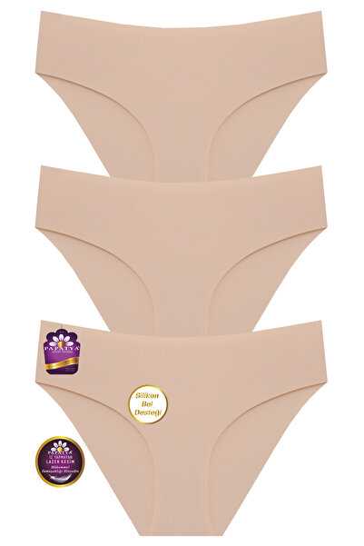 papatya lingerie Laser Cut Mid-High Waist Silky Fabric Non-Marking Panties 3-...