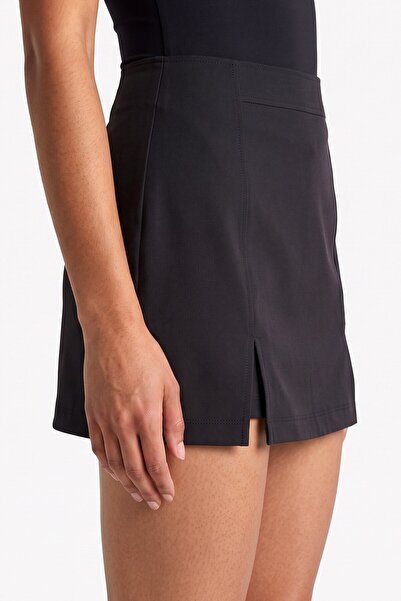 hadiora Black Slit Detailed Short Skirt - Black Modern Look Skort