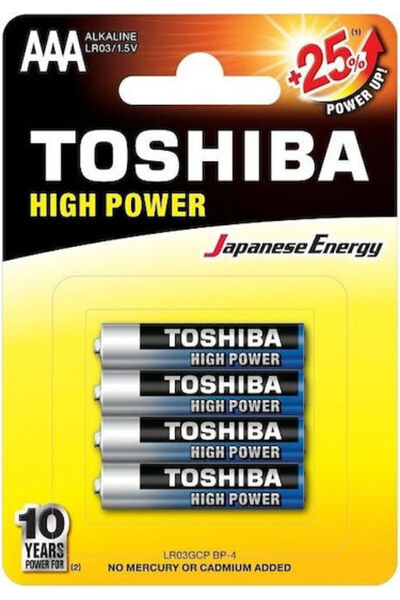 Toshiba Αλκαλικές Μπαταρίες AAA 1.5V 4 τεμάχια Κωδικός: TO-LR03B4