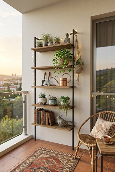 Tobi Dekoratif Balkon, Hol, Antre,Banyo ve Salon Rafı 5 Katlı Düzenleyici Org...