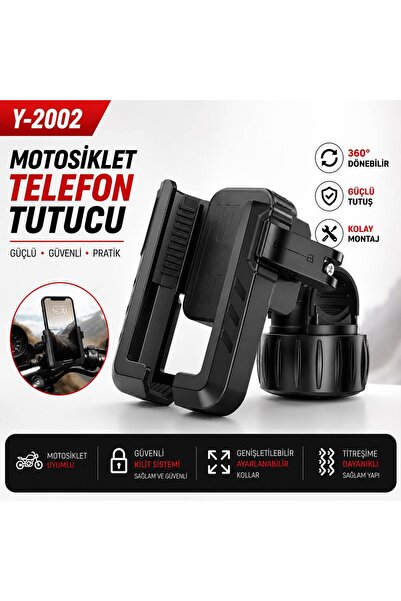 JİEKAİ Y-2002 MOTOSİKLET TELEFON TUTUCU 360° DÖNEBİLİR GÜVENLİ KİLİTLİ MODEL