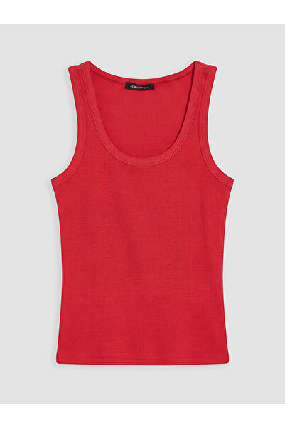 LC Waikiki Lcw Everyday Red U-Neck Women's Ribbed Tank Top