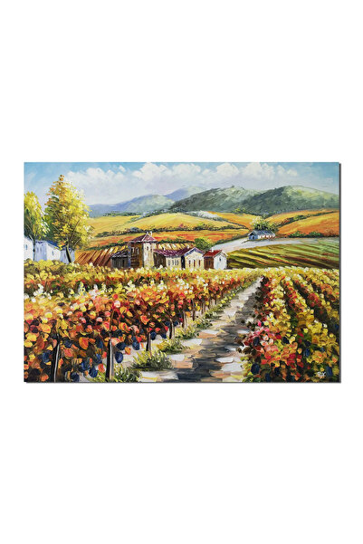 artnova Ръчно рисувана картина с лози, Пейзаж с лозя, 100x70см, маслена на пл...