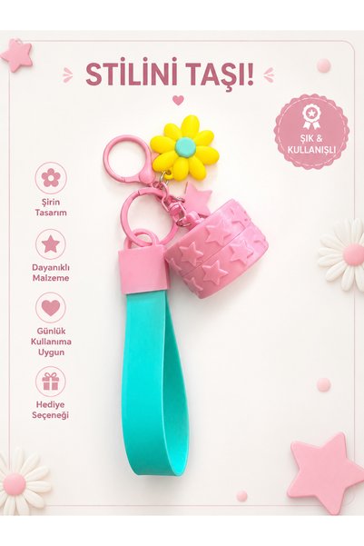 Dinç Spor Daisy Figured Silicone Keychain with Mini Storage Box