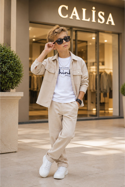CALİSA Boy's Winter 3-Piece Pique Set |   Shirt T-Shirt Pants |   Stylish Com...