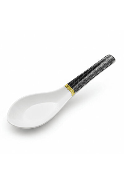 DELCASA Black & White Melamine Soup Spoon - 14 cm