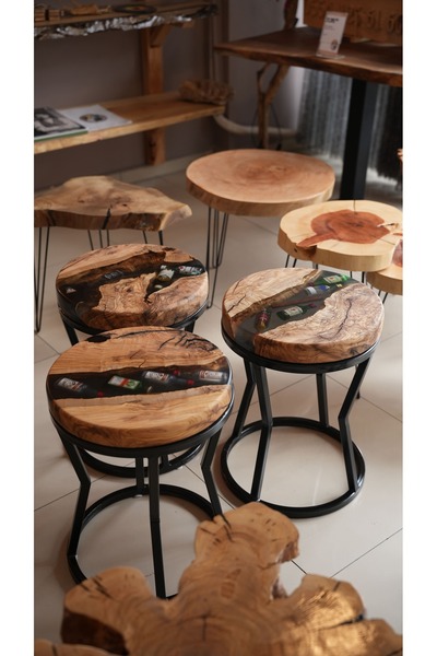 Kilikya Wood El Yapımı Epoksi & Doğal Ahşap Koleksiyon Sehpası
