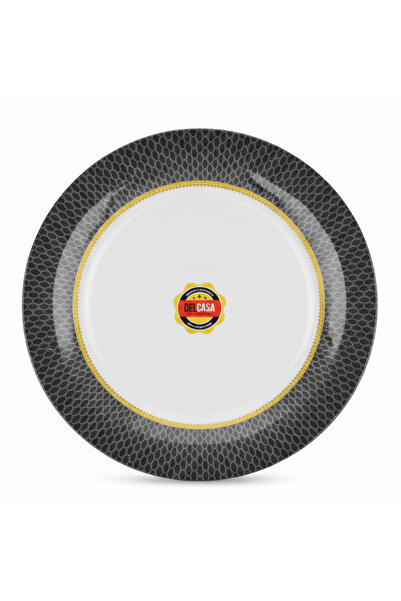 DELCASA Premium Black & White Melamine Dinner Plate 10.5 Inch