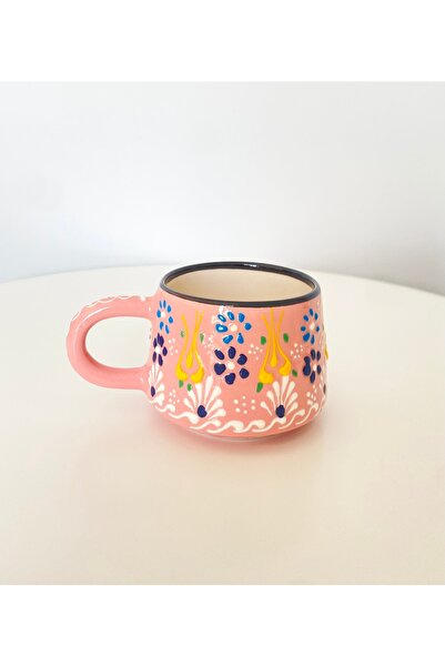 stilinbu Ceramic Handmade Pink Patterned Mug