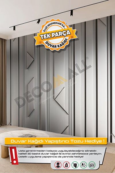 DECOMALL (TV-84) TV Arkası Duvar Kağıdı Tek Parça 3D Çita Mermer Görünümlü Sa...
