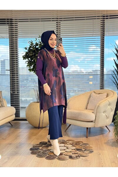 vivalolita 283 كوبرا تونيك تريكو بأزرار على الكتفين والجوانب بلون البرقوق