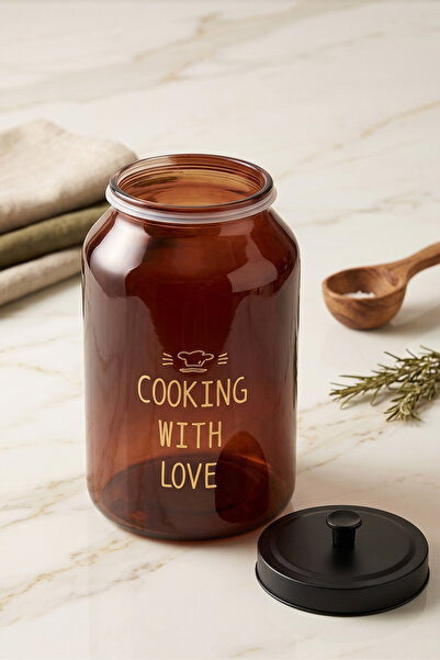 KHAKMA 4 Liter Amber Glass Jar – Large Size Storage Jar with Metal Lid and Si...