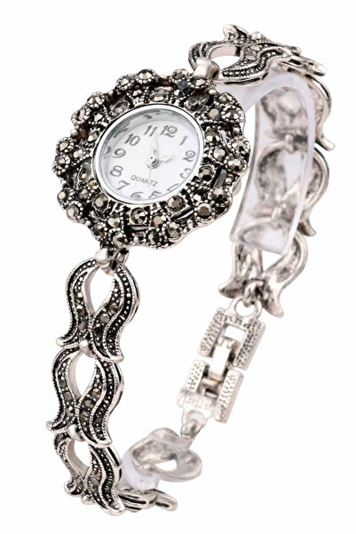 VeeShop Ceas de mana de dama model vintage cu bratara din flori ondulate si h...