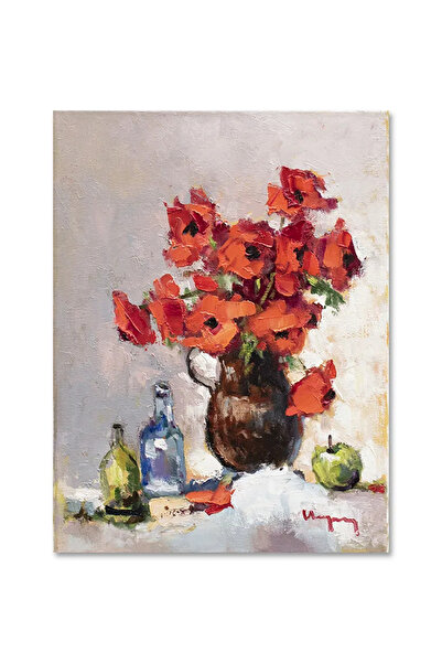 artnova Ръчно рисувана картина на кралски макове, 40x30 см, маслени бои върху...