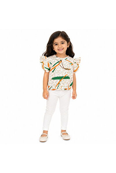 Generic Girl's Colorful Abstract Design Ruffle Sleeve Blouse