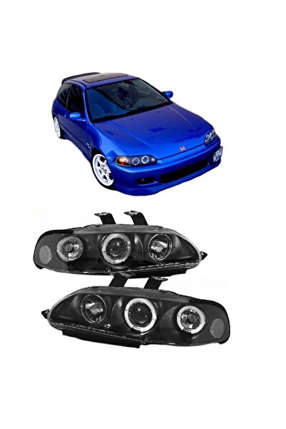 Sonar Σετ Εμπρόσθιων Προβολέων για Honda Civic 92-95 2D/3D Angel Eyes & LED Μ...