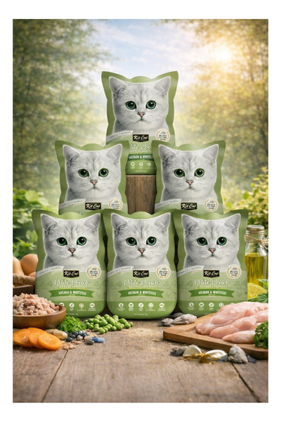 Kit Cat Kit Cat Petite Pouch Wet Cat Food - Chicken with White Fish - Natural...