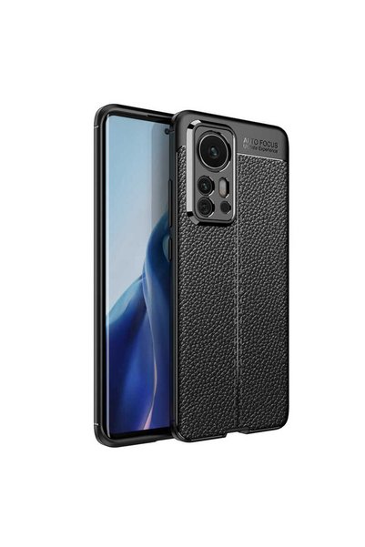 zore Xiaomi Mi 12 Pro Case Leather Look Silicone with Camera Protection Ultim...