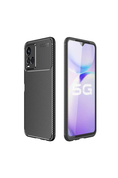 zore Vivo Y33S Case Carbon Look Silicone with Camera Protection Ultimate Prot...