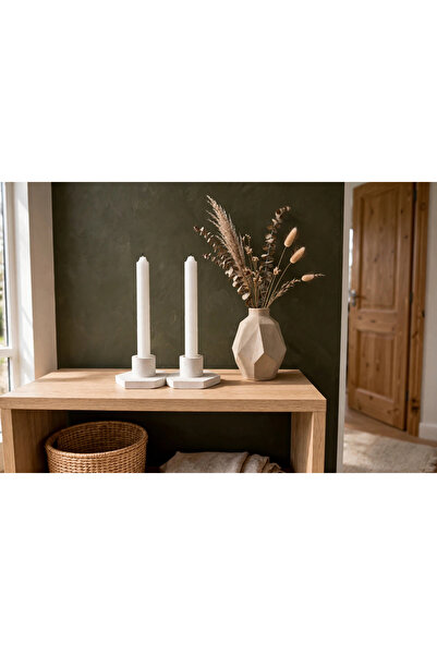 Lazuran Studio Top Bottom Set of 2 Architectural Design Candle Holders, Hexag...