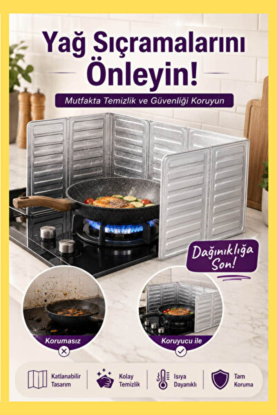 Shopura Kaliteli Büyük Boy Ocak Arkası Yağ Koruyucu Katlanır Plaka halinde Al...