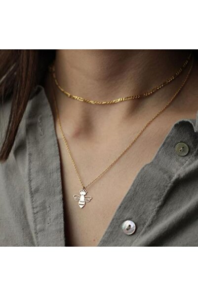 N!da Jewelry 925 Ayar Gümüş Kraliçe Arı Figürlü Kolye