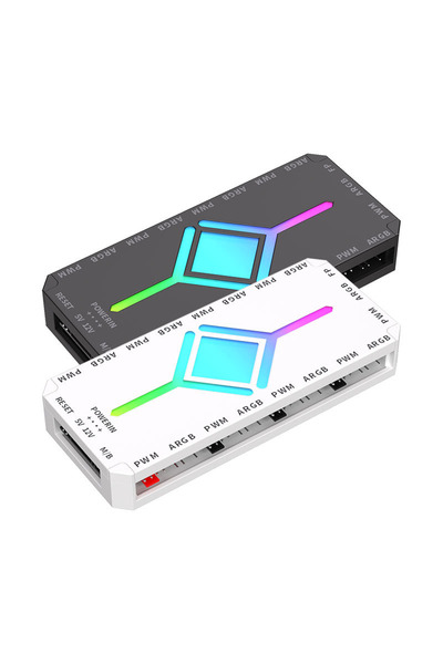 Atheron 9+9 Port PWM ARGB Fan Kontrolcü | 5V 3 Pin Senkron | 4 Pin PWM | Kablosuz Kumandalı | Manyetik Fan Hub | Siyah