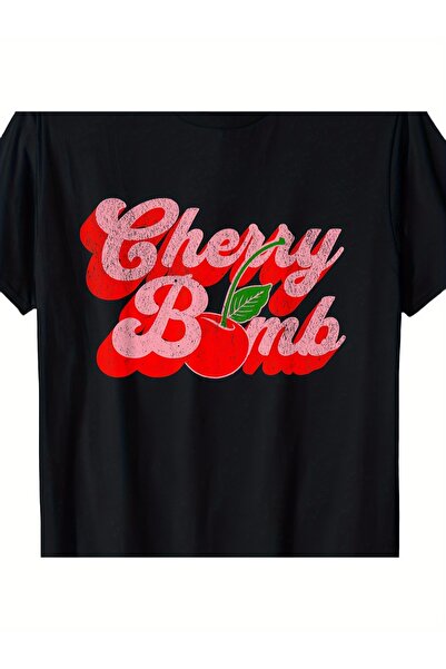212ZTD تي شيرت رجالي قطني أسود من CHERRY BOMB بوزن 180 جرام