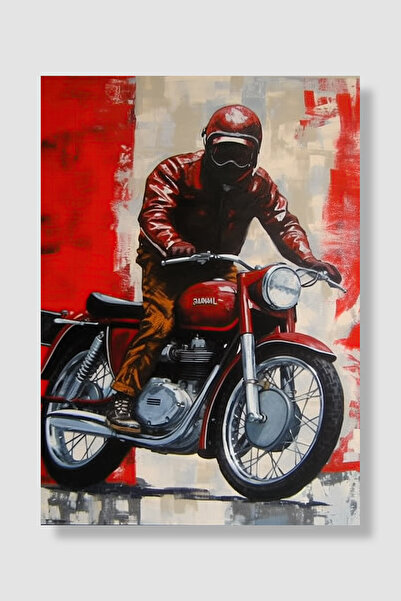 Luna Marissa Αφίσα Biker Red Classic Δερμάτινο μπουφάν μοτοσικλέτας Ρετρό αφί...
