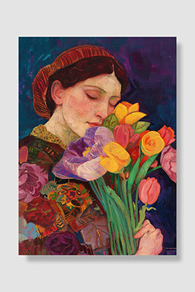Luna Marissa Poster cu flori pentru femei, buchet de lalele colorate, mov, ga...