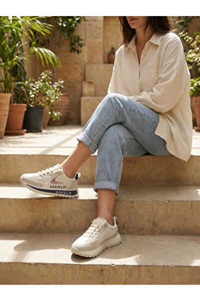 Finelook Women’s Urban Lift Platform Sneakers – Contemporary Cream Mesh & Fau...